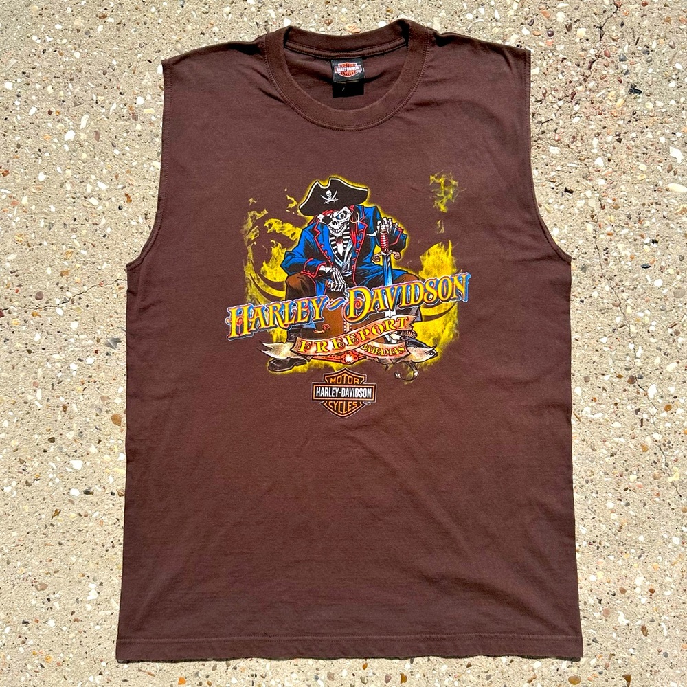 Vintage Harley Davidson Bahamas Blackbeard’s Revenge Sleeveless Shirt Mens Large